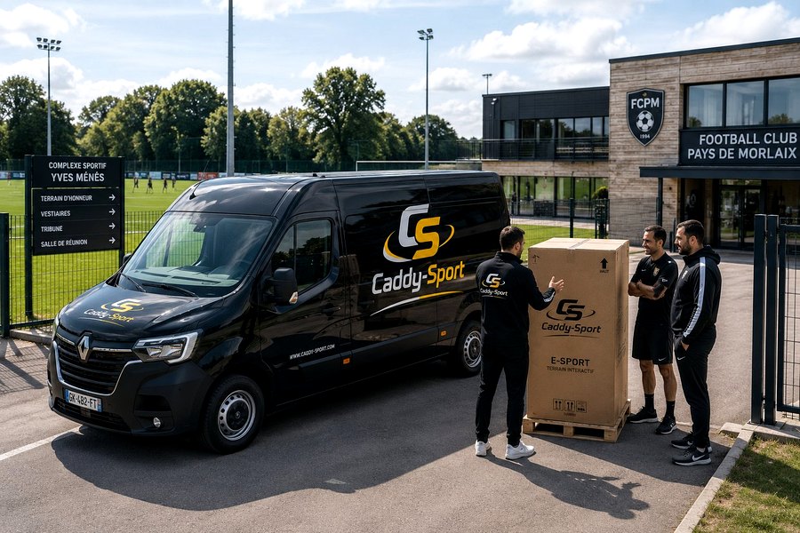 Livraison du Caddy-Sport dans un club de football
