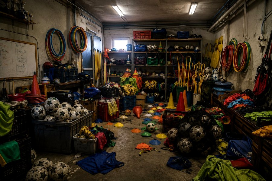 Local de club sportif désorganisé avant Caddy-Sport